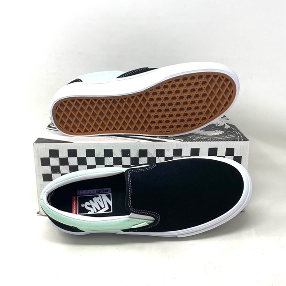 VANS Skate Slip On Sneakers For Women Mint Black Suede Canvas Casual VN0A5FCAM2T - Picture 4 of 11